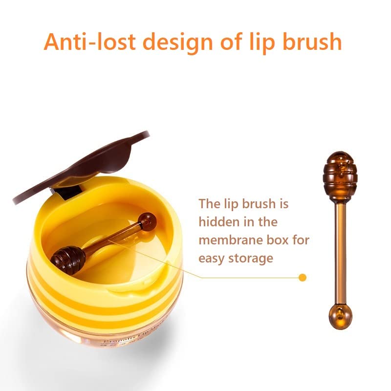 2 Pcs Lip Balm Honey Pot, Honey Moisturizing Lip Mask Reduces Lip Lines and Exfoliator, Prevention Dry & Cracked Lip.