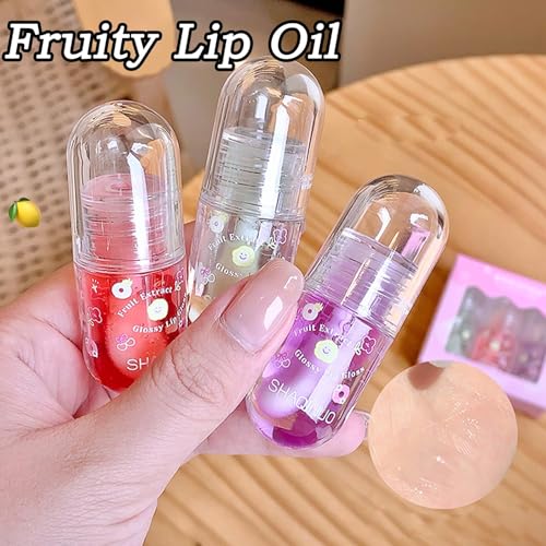 4Pcs Tinted Lip Gloss Oil Set - Moisturizing Plumping Lip Oil