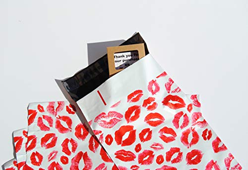 Red Lip Poly Mailers 10x6.75 Self-Sealing Envelopes Pack of 25