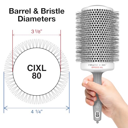 Olivia Garden Ceramic + Ion Speed XL - Extra-Long Round Thermal Hair Brush - Not Electrical - Professional Blowout Brush for Normal to Thick Hair