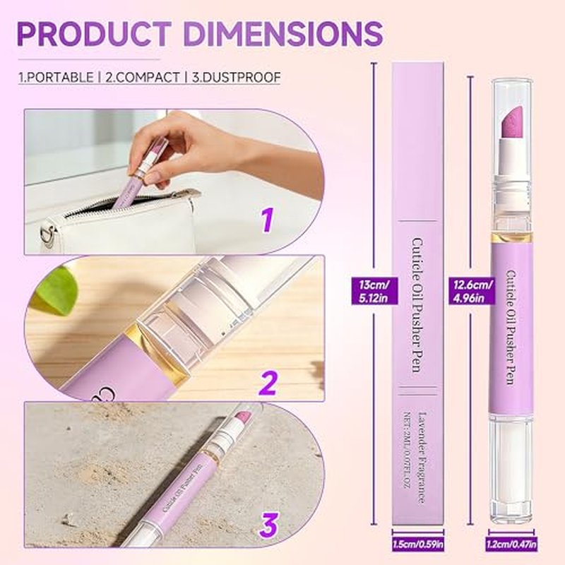 2-in-1 Cuticle Oil Pen with Ceramic Tip - No Leak Travel Size