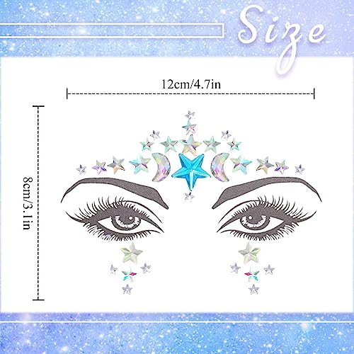 Crystal Rhinestone Face Stickers - Star Design, 3 Pack