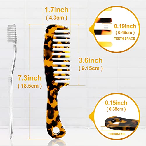 Large Wide Tooth Hair Comb, LADYAMZ [Tortoise Shell] Cellulose Acetate Round Tooth Comb for Straight/Curly Hair,Short/Long Hair Women Men or Kids, Easy Detangling Wet or Dry, Anti-static (Brown)