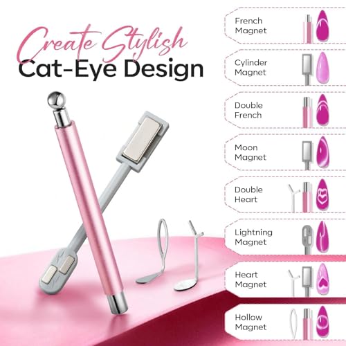 Modelones 5-Piece Cat Eye Nail Magnet Tool Set for Gel Polish Effects