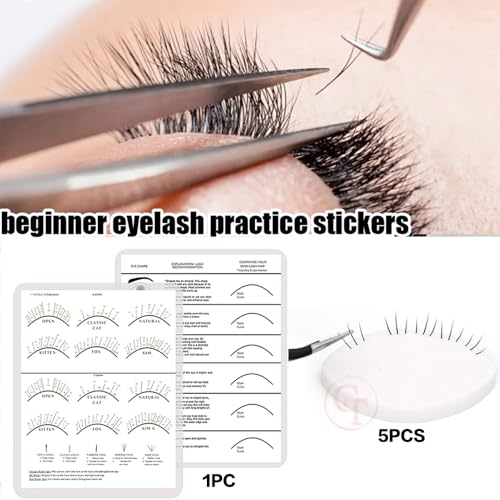 Lash Extension Practice Chart Kit with 5 Eye Sponges