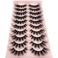 3D Imitation Mink False Eyelashes - 10 Pairs Natural Thick Fluffy Lashes