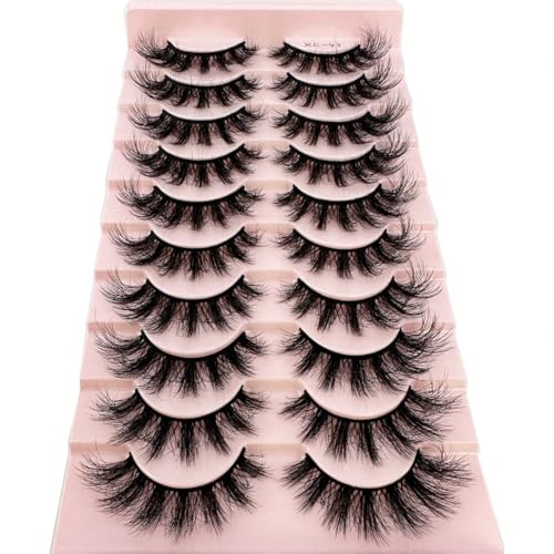 3D Imitation Mink False Eyelashes - 10 Pairs Natural Thick Fluffy Lashes