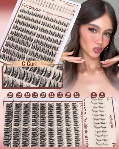 Focipeysa Wispy Lash Clusters - Natural Spiky Individual Lashes 10-16mm