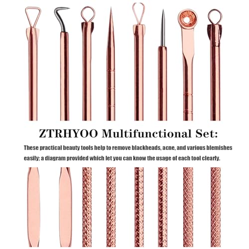 Blackhead Remover Pimple Extractor Kit for Acne & Blemish Treatment - Skin Care Tool with Case (Rose)