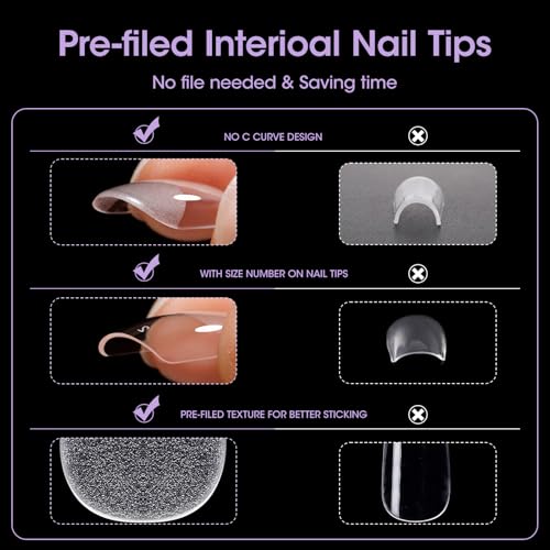 Gellen Extra Short Square Nail Tips - 504pcs Clear Press-On Nails