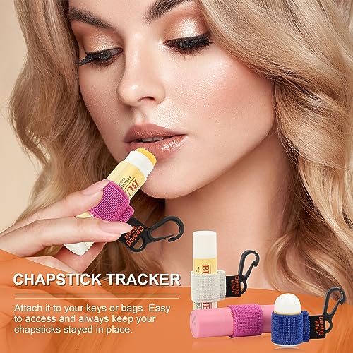 Desing Wish 6 PCS Mini Chapstick Holder Keychain Elastic Sleeve Chapstick Keychain Holder for Lip Balms/Lip Gloss/Lipsticks, Portable Lip Balm Holder Sleeves - Colorful