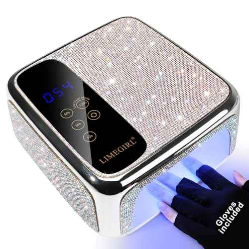 UV LED Nail Lamp Cordless, Professional UV Light for Gel Nail Polish, Fast Curing Lamp Nail Dryer with 4 Timers & LCD Touch Display, for Salon-Grade Gel Nails - Sparkling Diamond UV Nail Lamp (White)