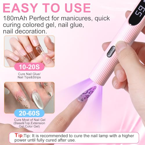 Cordless UV LED Nail Lamp with LCD Display for Gel Nails - Travel & Home Use
