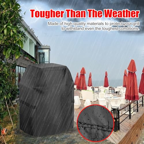 Grill Cover, 32 inch Small Gas Grill Cover for Outdoor Grill, Waterproof, Weather Resistant, UV & Fade Resistant, BBQ Grill Cover with Hook and Loop Straps, Black