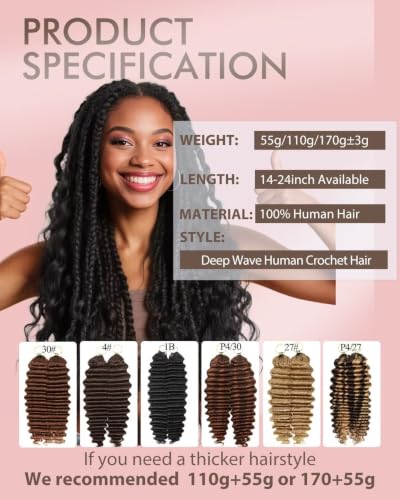 18 Inch Chocolate Brown Human Crochet Hair for Black Women