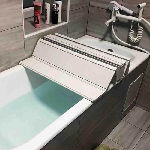 Foldable Bathtub Cover Caddy – PVC Shutter Lid with Heat Insulation