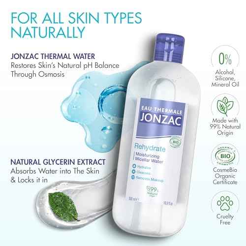 Eau Thermale Jonzac 99% Organic Micellar Water - Natural Eye & Face Makeup Remover - Hydrating With Thermal Spring Water - For Sensitive Skin - Non-Toxic - Agua Micelar Org?nica - 16.9 Fl Oz