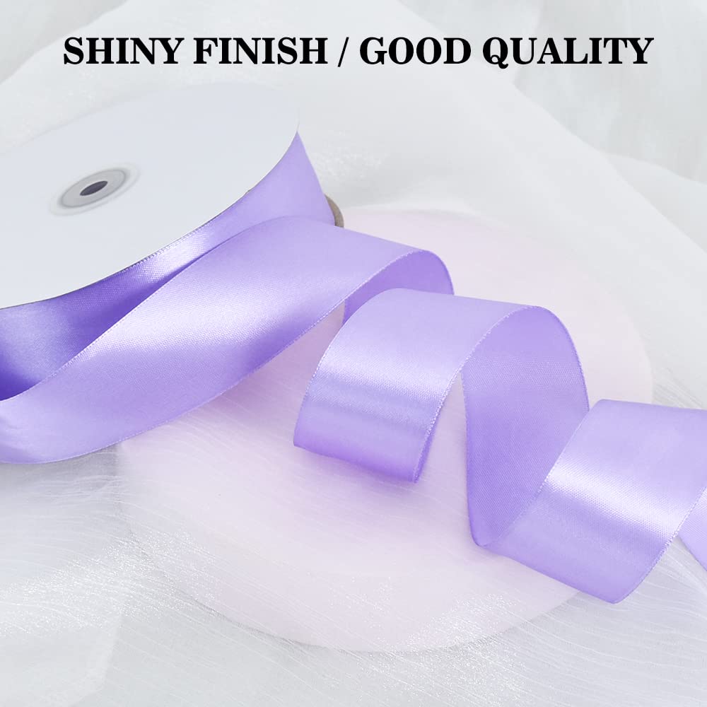 TONIFUL 1-1/2 Inch (40mm) x 100 Yard Lavender Light Purple Wide Satin Ribbon Solid Fabric Ribbon for Gift Wrapping Chair Sash Valentine's Day Wedding Birthday Party Decoration Hair Floral Craft Sewing