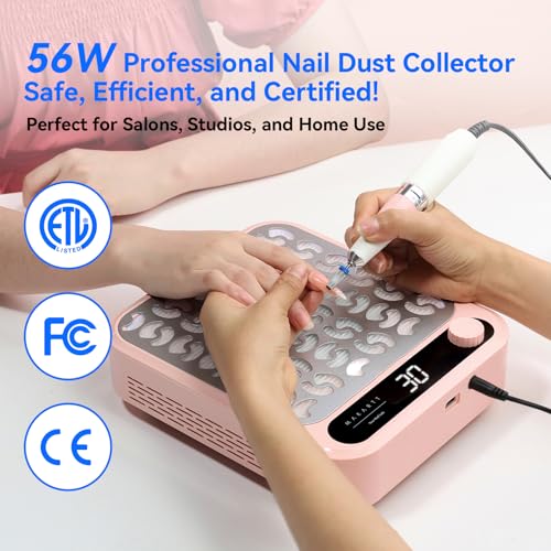 Larina Pink Makartt Nail Dust Collector with LED Display & Speed Control
