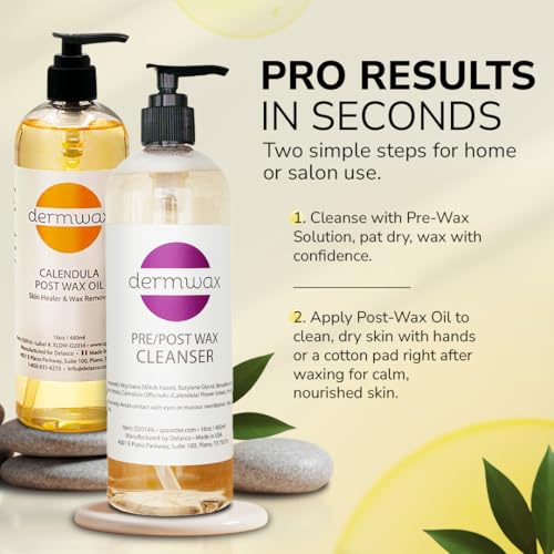 Pre and Post Wax Care Kit ? Complete Prep & Aftercare in One Set ? Cleanser Removes Oils & Residue ? Calendula Oil Calms & Nourishes Skin ? Gentle, Paraben-Free Formulas