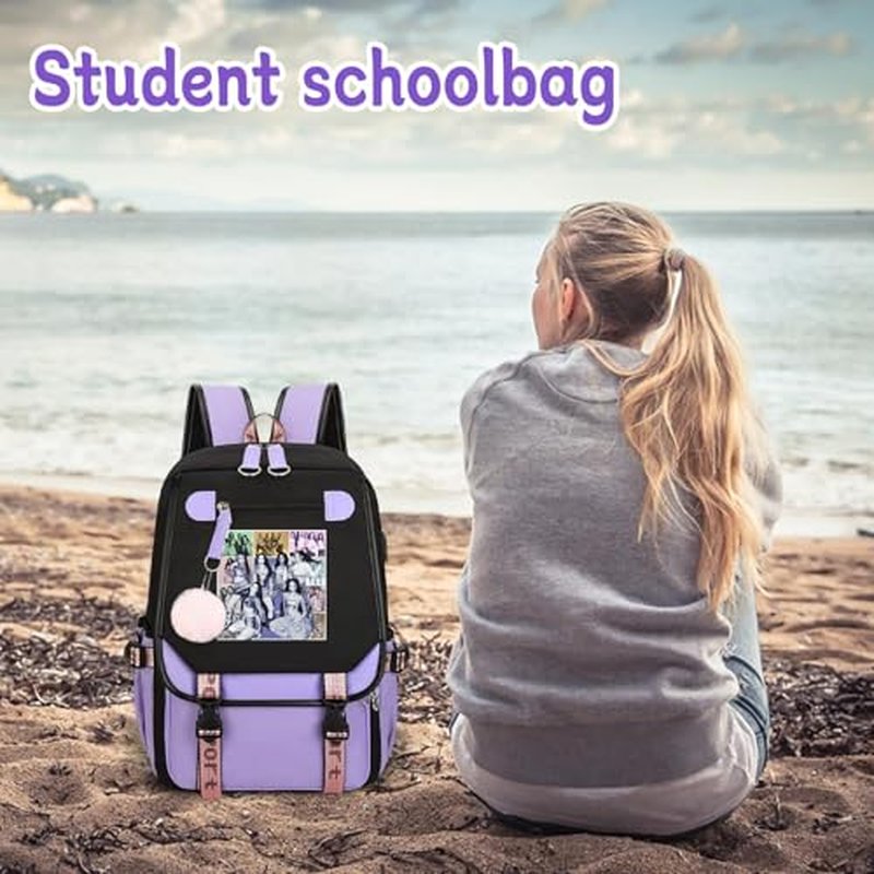 Lightweight Katseye Backpack for Girls & Teens - Durable PU Campus Bag