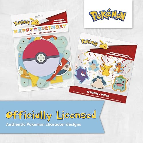Pokemon Birthday Party Decorations Kit - Banner, 12 Swirls & Sticker