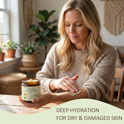 Beef Tallow Face Moisturizer - Tallow and Honey Balm with Orange Blossom, Intensely Hydrating for Dry Skin, Natural Whipped Cream for Face & Body, in Glass Jar, 4.23 oz (120g)