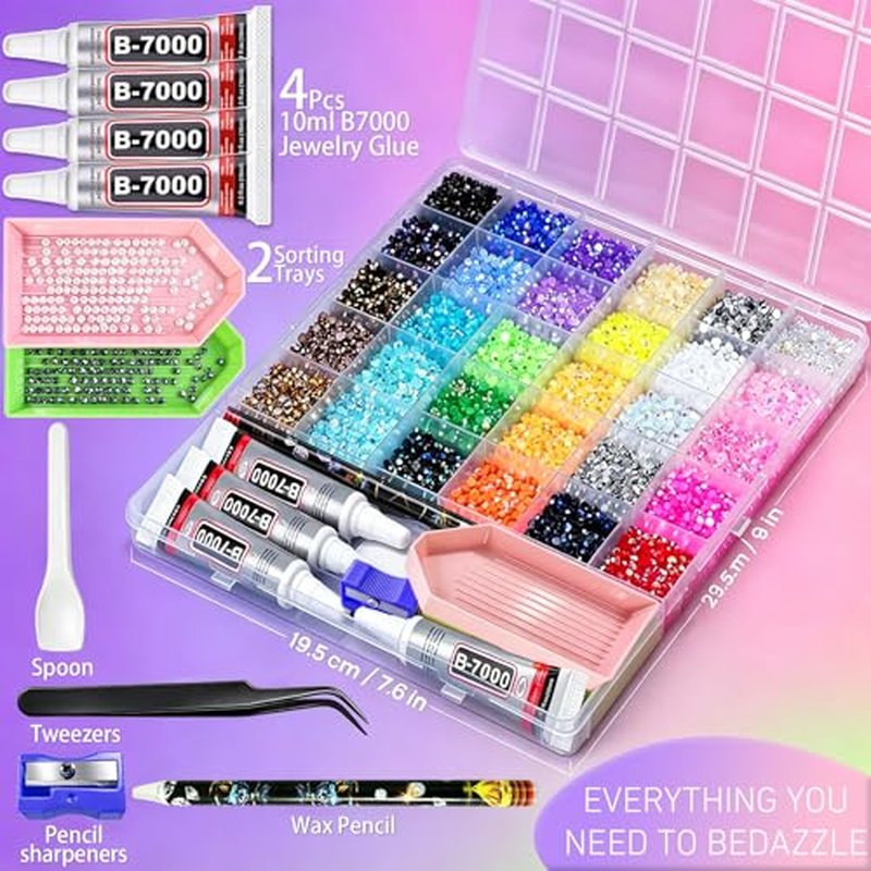 40,000 Pcs Bedazzling Rhinestones Kit with B7000 Glue & Tools