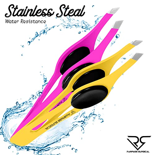 Professional Slanted Eyebrow Tweezers Set - Stainless Steel