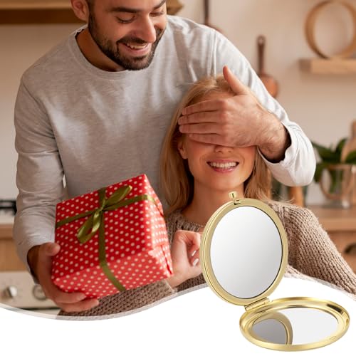 Mini Travel Makeup Mirror Set - 8 Pcs Gold Compact & Magnifying Purses