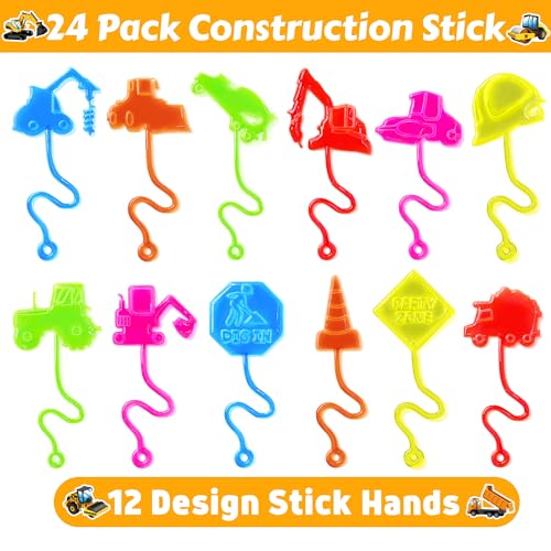 48 PC Construction Party Favors Set - Sticky Hands & Tattoos