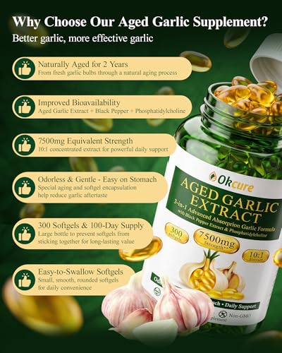 Aged Garlic Extract 300 Softgels - Odorless Heart & Immune Support