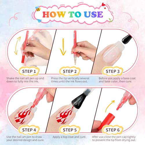 60 Colors Nail Art Pen Set,3D Acrylic Nails Art Markers Pens,Quick Dry Nail Doodle Pens for Home & Salon DIY Nail Art £¨1.0 mm Pen Nib£©