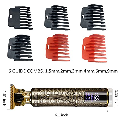 Hair Clippers for Men, Zero Gapped T-Blade Hair Trimmer with 3 Speed Adjustment LED Display, Rechargeable Cordless Grooming Kit for Men