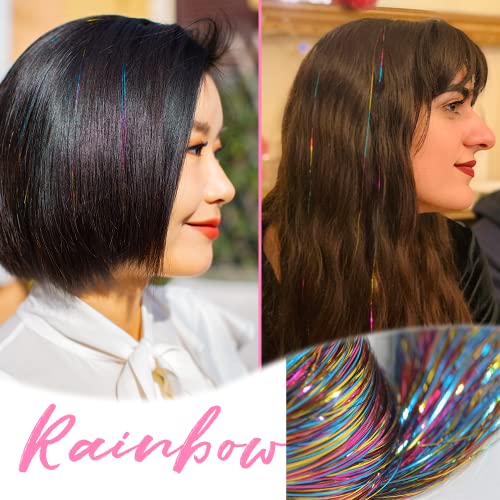 Rainbow Clip-in Hair Tinsel Kit 6Pcs Glitter Extensions for Sparkling Hair