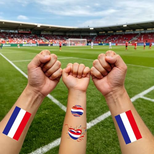 40 Pcs Netherlands Flag Temporary Tattoos - Waterproof Face Stickers