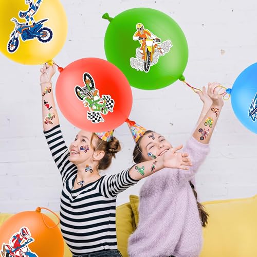 72-Piece Dirt Bike Party Favors Pack - Punch Balloons & Tattoos