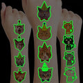 96 PCS Super Cute Cat Cats Pet Pre-Cut Luminous Glow in the dark Temporary Tattoos for Kids Themed Birthday Party Supplies Favors Decorations 8 Sheets Fake Tattoo Stickers Gifts for Boys Girls Rewards