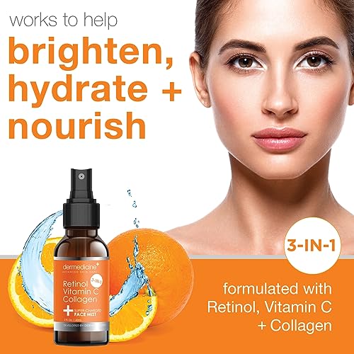 3 in 1 Super-Charged Anti-Aging Face Mist w/Retinol, Vitamin C + Collagen | Hydrates, Refreshes & Brightens for a More Glowing Complexion | 2 fl oz, 60 ml