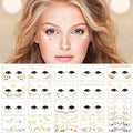 Gold Glitter Face Tattoos - 20 Sheets Waterproof Temporary Stickers