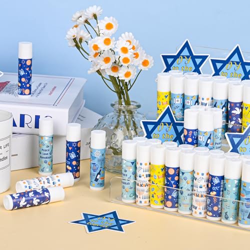 24 Pcs Hanukkah Gifts Include Lip Balm Thank You Tag Organza Bag for Women Birthday Hanukkah Gifts