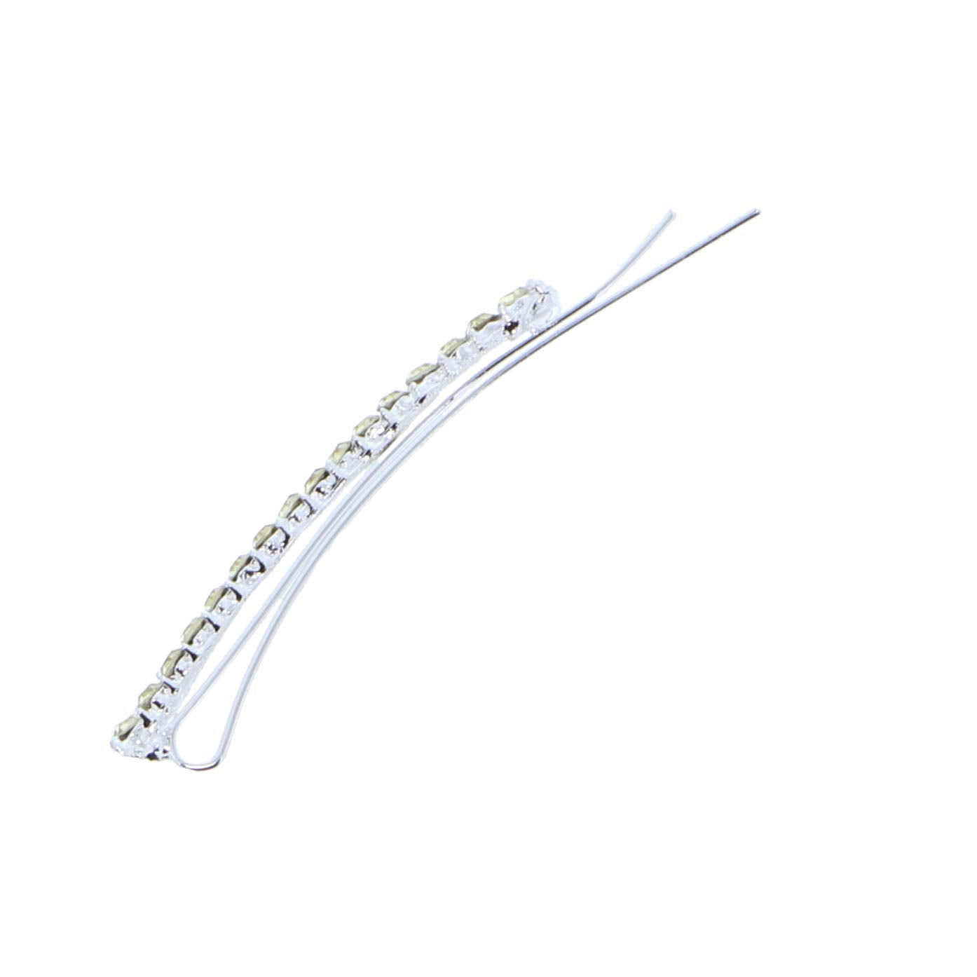 Silver Rhinestone Studded Hair Barette Bobby Pin Clip | 4 Count | Yellow