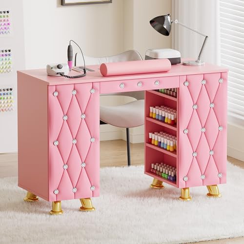 Kikihouse Manicure Table with Electric Dust Collector & Wrist Rest