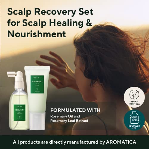 AROMATICA Rosemary Scalp Scrub & Hair Tonic Set for Dry Scalp