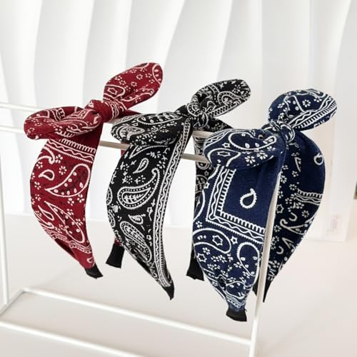 6-Pack Vintage Paisley Knotted Headbands with Adjustable Bow