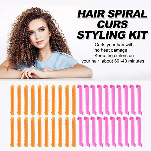 CEKEME 40 Pcs Heatless Spiral Hair Curlers - 22 Inch Magic Hair Rollers