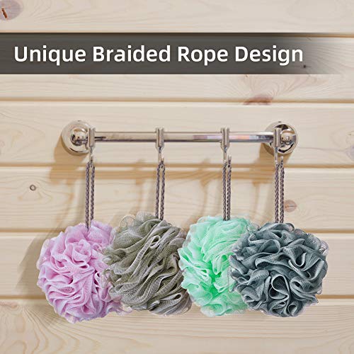 Loofah Bath Sponge Exfoliating Shower Pouf 4 Pack
