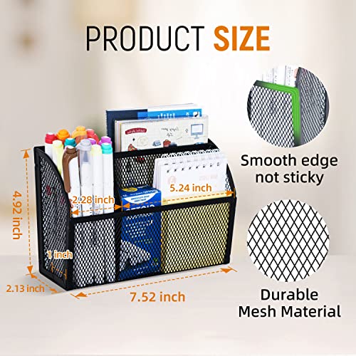 Magnetic Pencil Holder with 6 Strong Magnets – Black Mesh Organizer