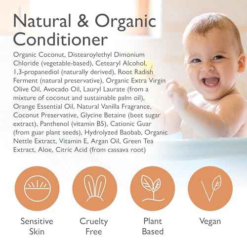 SoCal Suds & Company - Organic Baby & Kids Conditioner - Gentle Natural Ingredients, Vitamin Rich Organic Oils for Babies and Kids Sensitive Scalp - Orange Vanilla, 12oz - 2 Pack