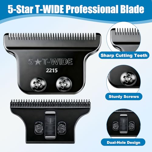 2215 Adjustable Zero-Gap T Blade Replacement for Wahl 5 Star Detailer Li Trimmer Models 8081/8171 (Black)
